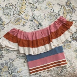 NWOT Forever 21 off the shoulder striped knit top size small